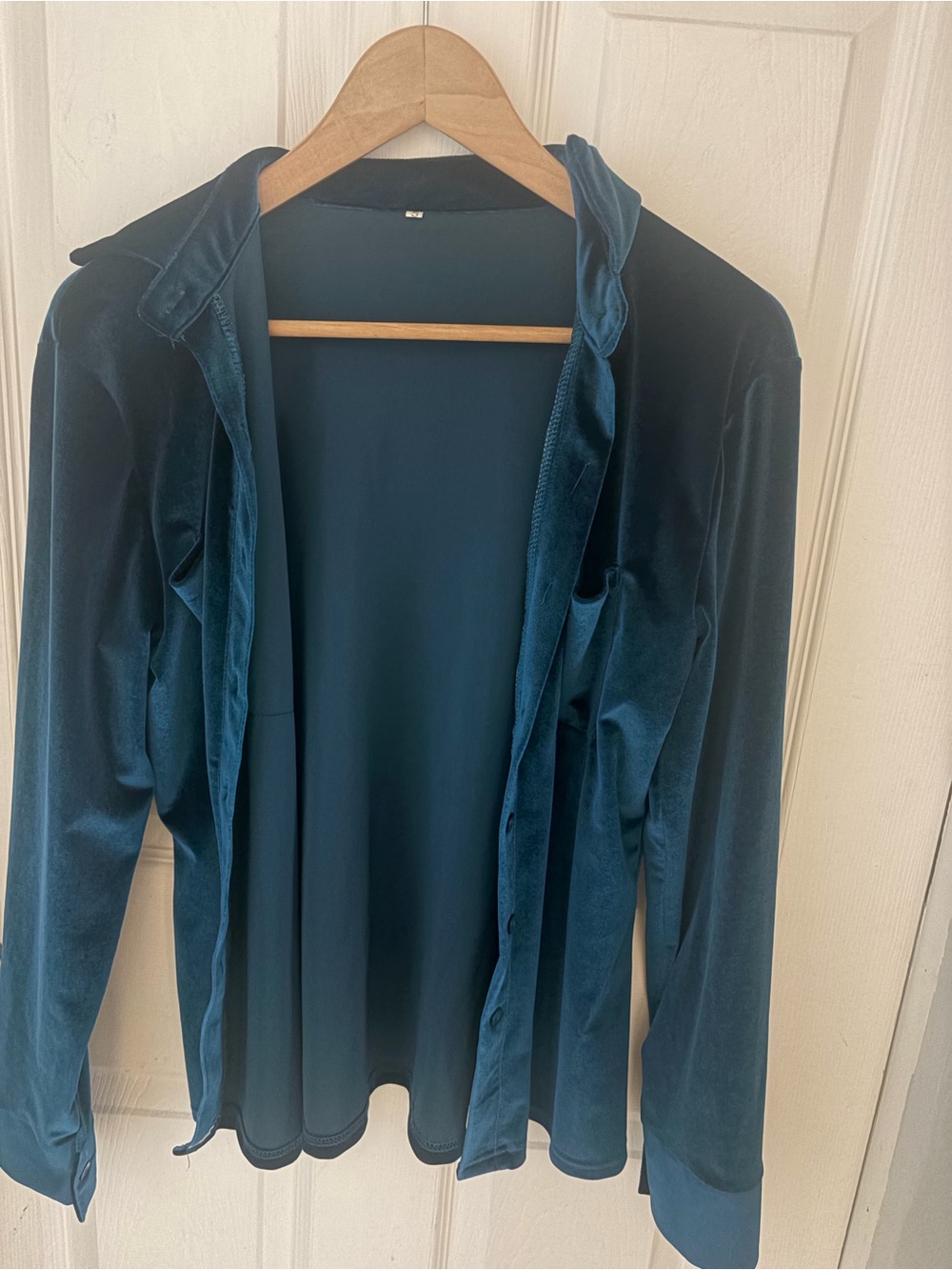 Velvet Open-Front Jacket in Teal